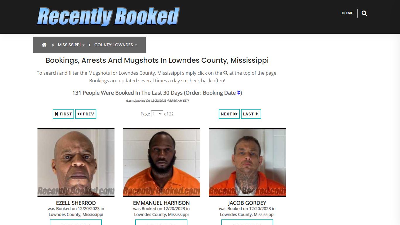 Bookings, Arrests and Mugshots in Lowndes County, Mississippi